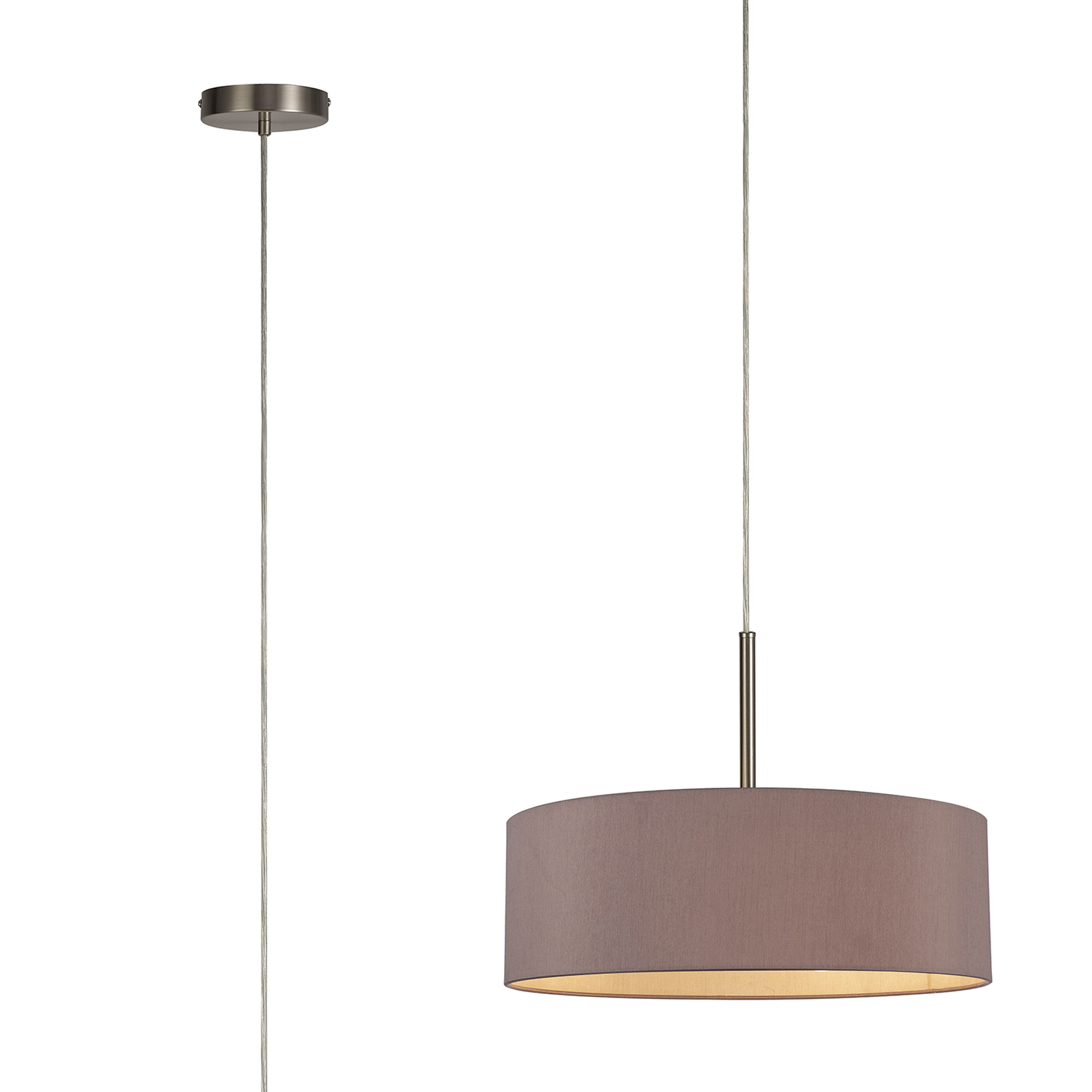 DK0760  Baymont 45cm 5 Light Pendant Satin Nickel, Taupe/Halo Gold